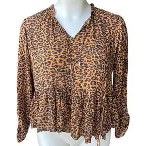 Time and Tru Leopard Print Ruffle Blouse